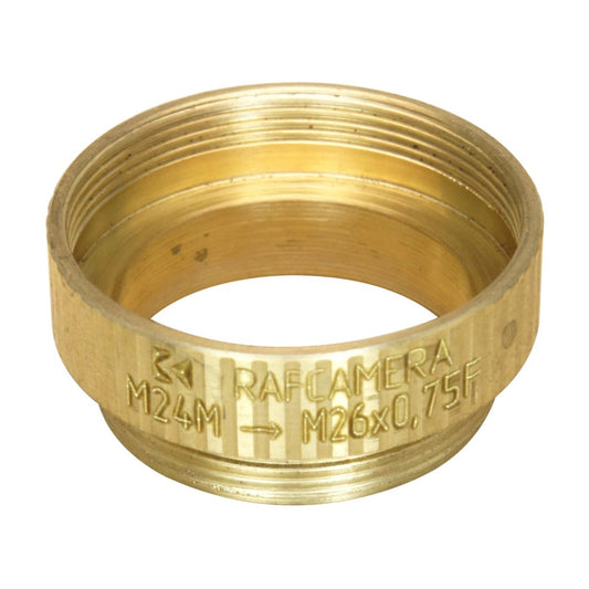 M24x0.75 male to M26x0.75 female thread adapter, bronze