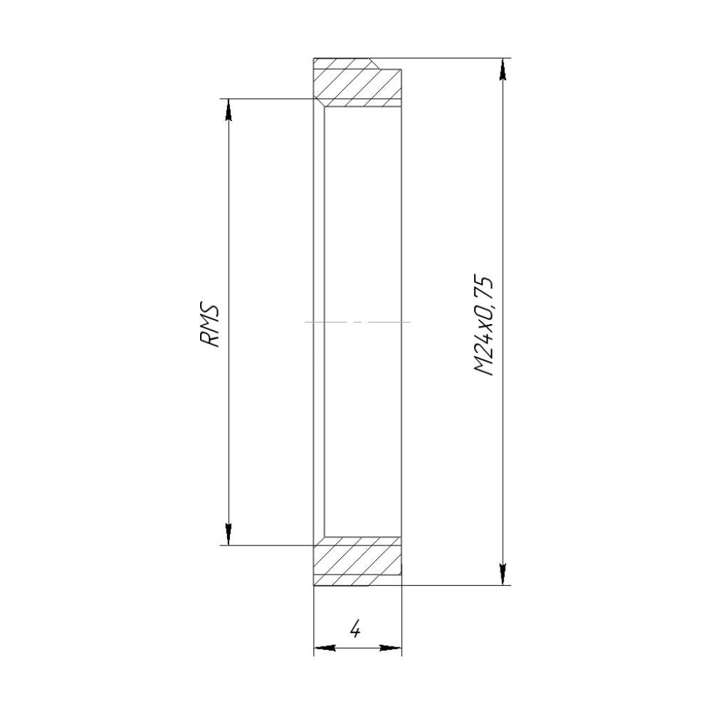 M24x0.75 male to RMS female thread adapter, flangeless, black