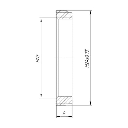 M24x0.75 male to RMS female thread adapter, flangeless, black