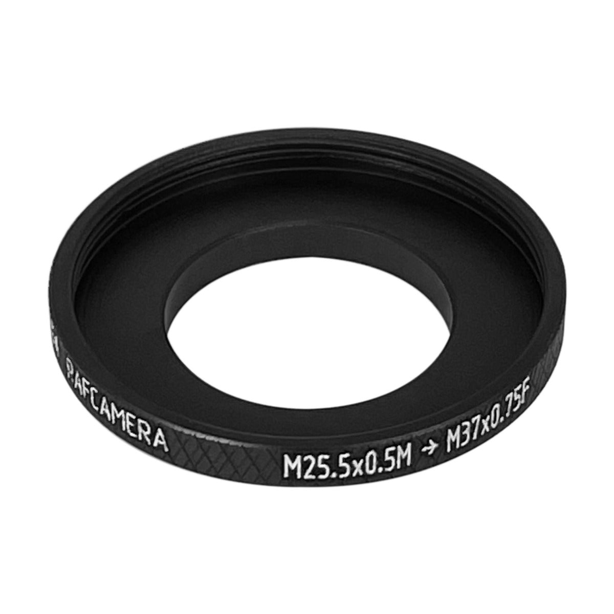 M25.5x0.5 male to M37x0.75 female thread adapter (25.5mm to 37mm step-up ring)