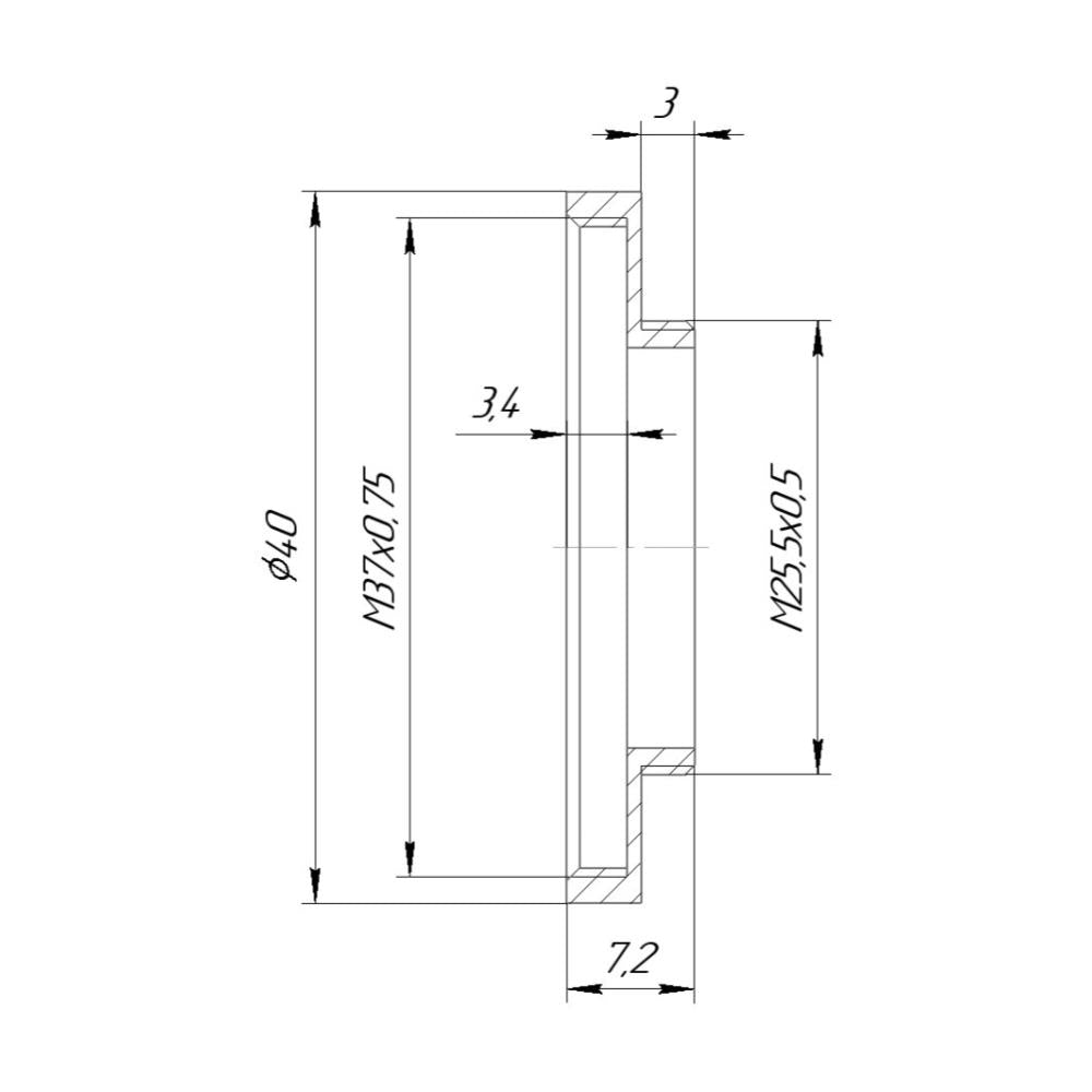 M25.5x0.5 male to M37x0.75 female thread adapter (25.5mm to 37mm step-up ring)