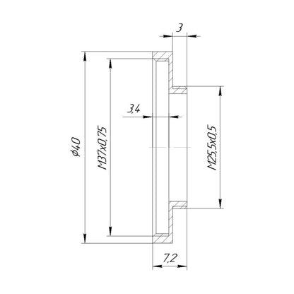 M25.5x0.5 male to M37x0.75 female thread adapter (25.5mm to 37mm step-up ring)