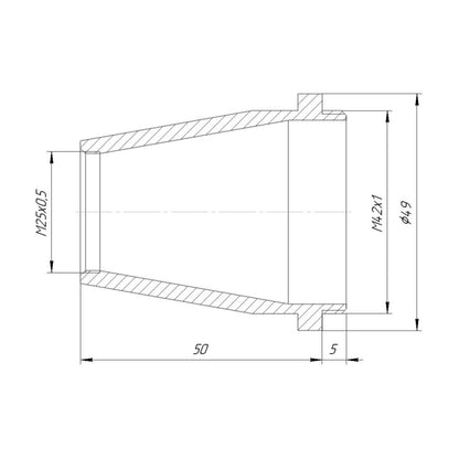 M25x0.5 female to M42x1 male thread adapter, cone, for Rodagon