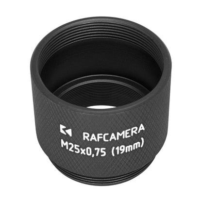 19mm extender for M25x0.75 microscope objectives, black