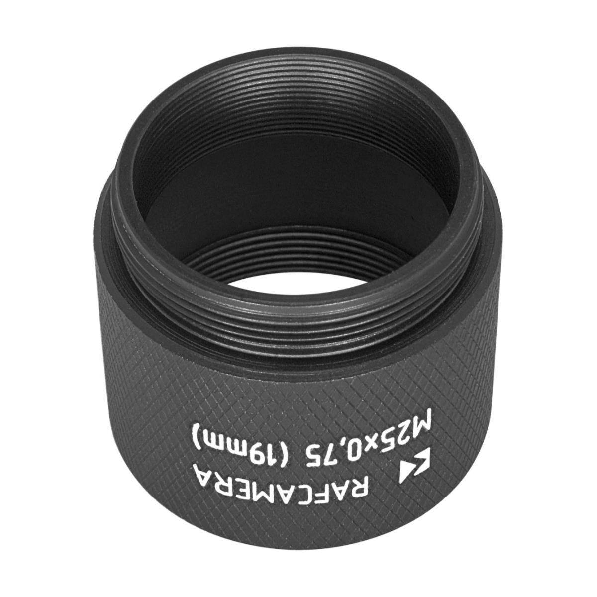 19mm extender for M25x0.75 microscope objectives, black