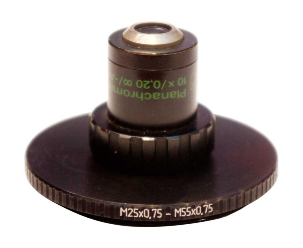 M55x0.75 male to M25x0.75 female thread adapter (55mm to 25mm step-down ring)