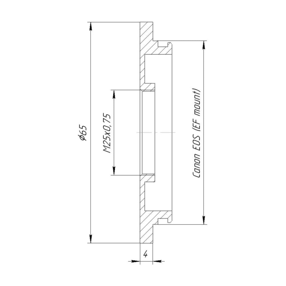 M25x0.75 female thread to Canon EOS camera mount adapter