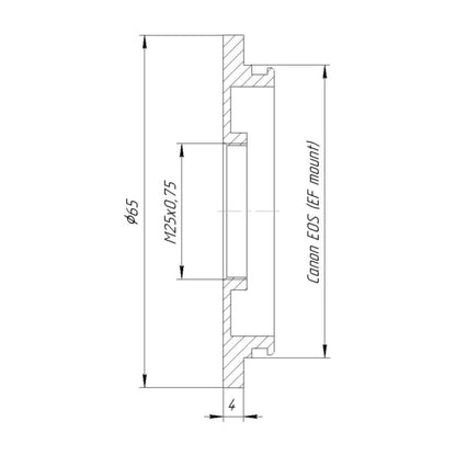 M25x0.75 female thread to Canon EOS camera mount adapter