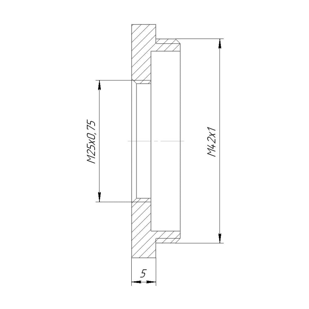 M25x0.75 female to M42x1 male thread adapter