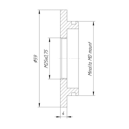 M25x0.75 female thread to Minolta MD camera mount adapter