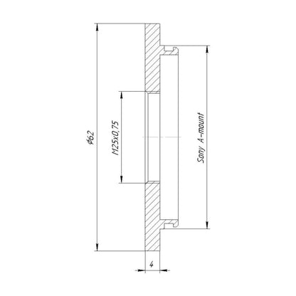 M25x0.75 female thread to Sony/Minolta A-mount adapter