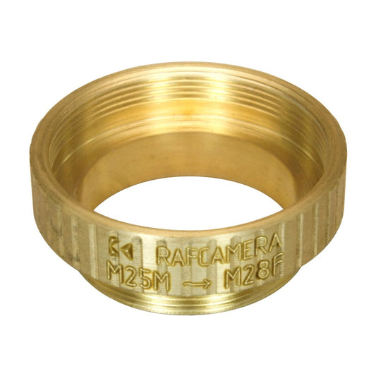 M25x0.75 male to M28x0.75 female thread adapter, bronze