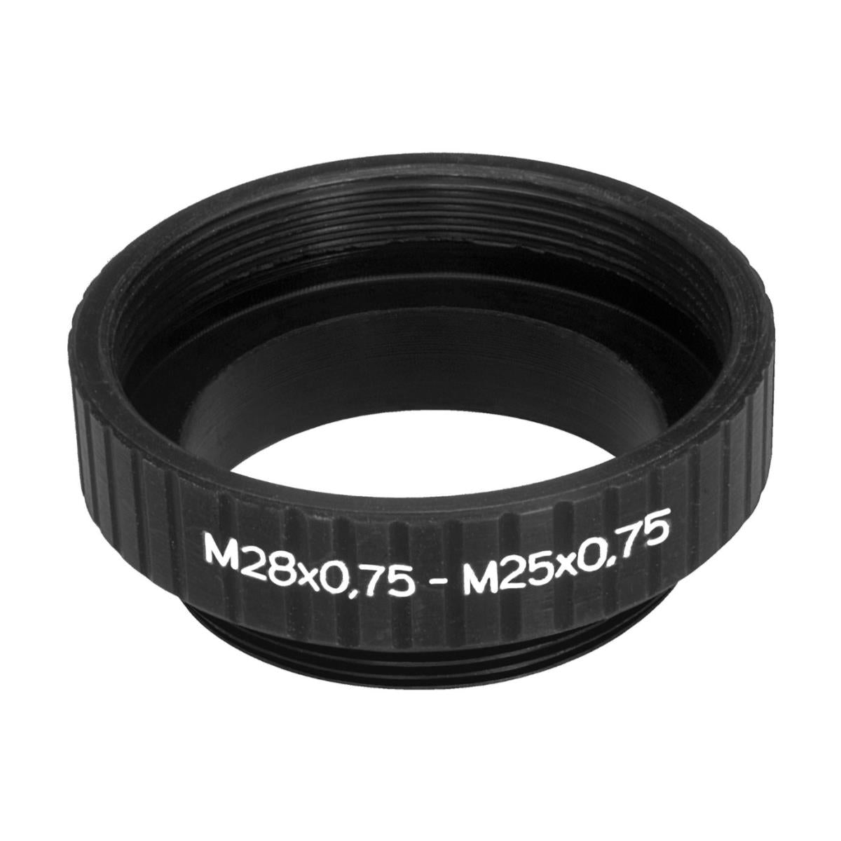 M25x0.75 male to M28x0.75 female thread adapter, black