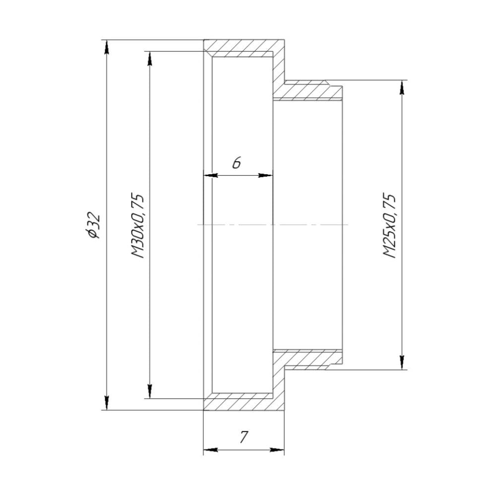 M25x0.75 male to M30x0.75 female thread adapter, bronze
