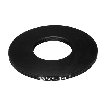 M26.5x0.5 female thread to Nikon F camera mount adapter