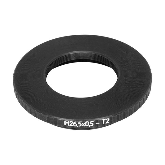 M26.5x0.5 female to M42x0.75 (T2) male thread adapter