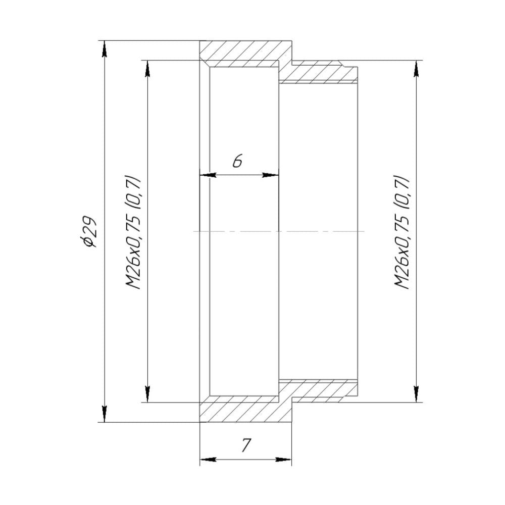 7mm extender for M26x0.75 microscope objectives, bronze