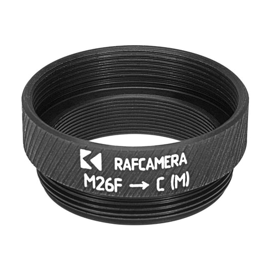 M26x0.7 (36tpi, Mitutoyo) female thread to C-mount camera adapter, black