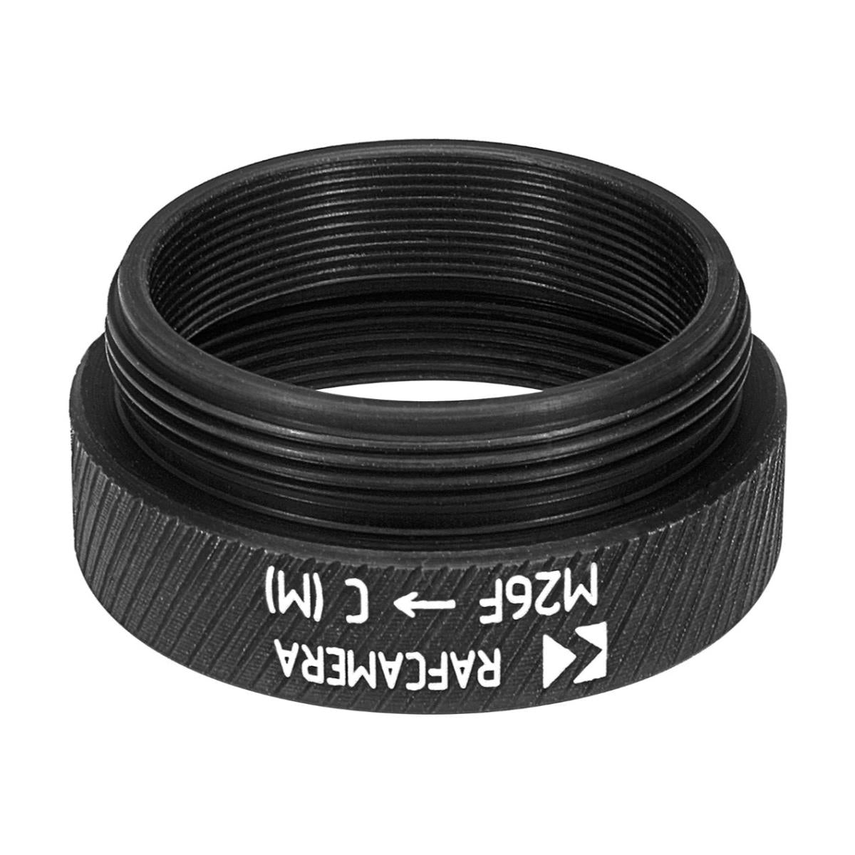 M26x0.7 (36tpi, Mitutoyo) female thread to C-mount camera adapter, black