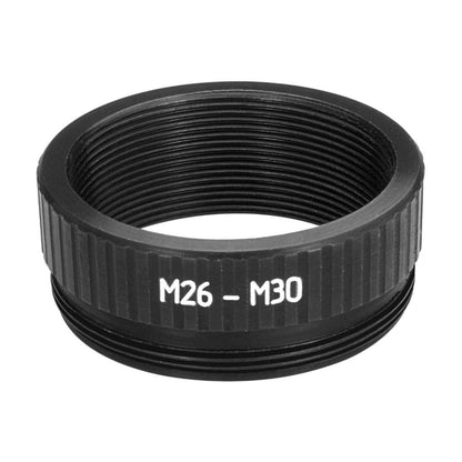 M30x0.75 male to M26x0.7 (36tpi, Mitutoyo) female thread adapter, black
