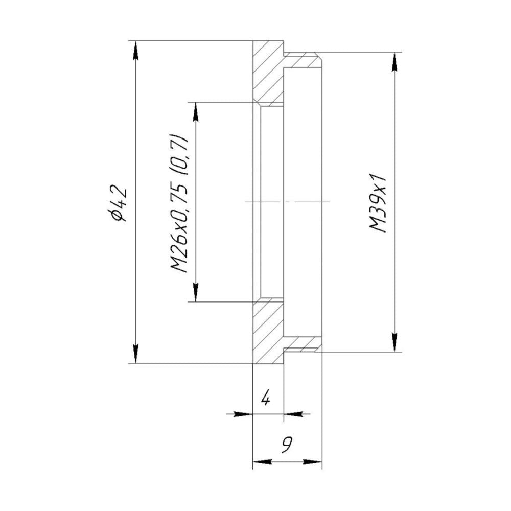 M26x0.75 (36tpi) female to M39x1 (LTM) male thread adapter for Nikon, Mitutoyo