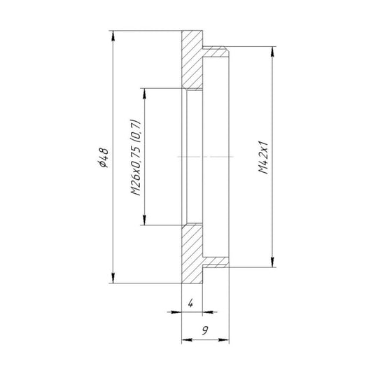 M26 (Mitutoyo, Nikon BD) female to M42x1 male thread adapter