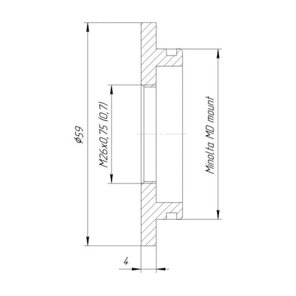 M26 female thread to Minolta MD camera mount adapter