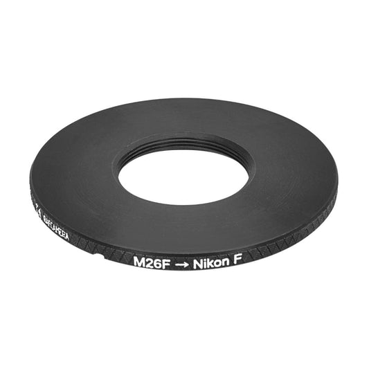 M26x0.7 (36 tpi) female thread to Nikon F camera mount adapter