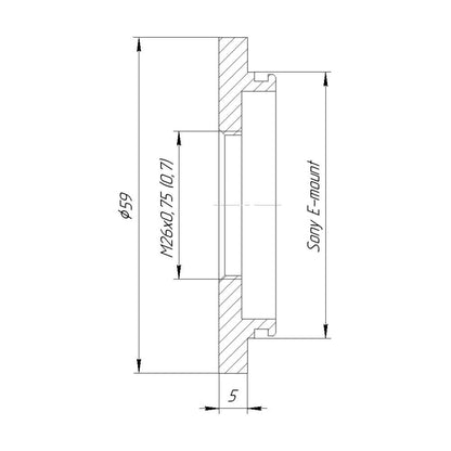 M26x0.75 female thread to Sony E-mount camera adapter