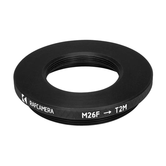 M26x0.75 (36 tpi) female to M42x0.75 (T2) male thread adapter