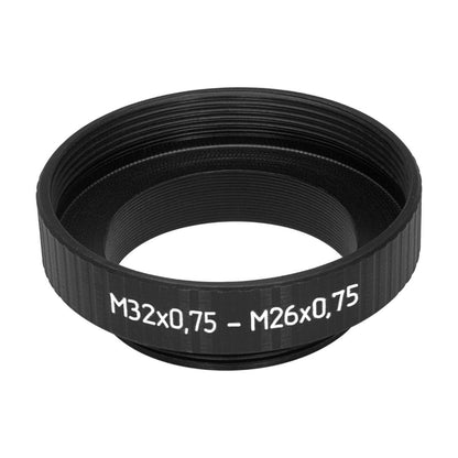 M26x0.75 male to M32x0.75 female thread adapter, black