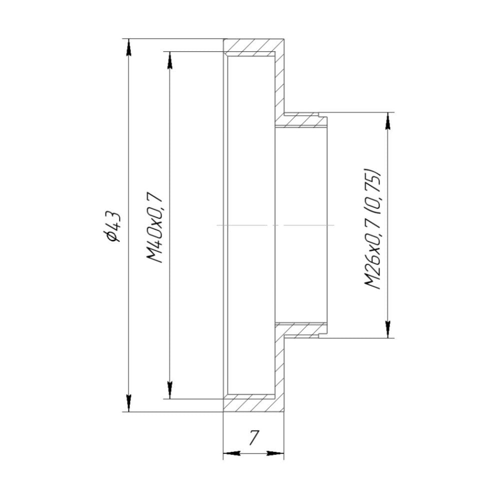 M26x0.7 male to M40x0.7 female thread adapter for Mitutoyo
