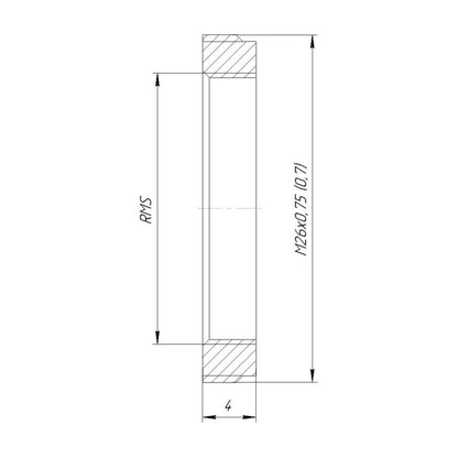 M26x0.75 male to RMS female thread adapter, flangeless, black