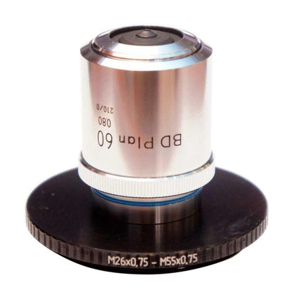 M55x0.75 male to M26x0.75 female thread adapter (55mm to 26mm step-down ring)