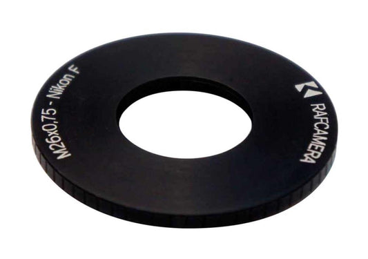 M26x0.75 female thread to Nikon F camera mount adapter