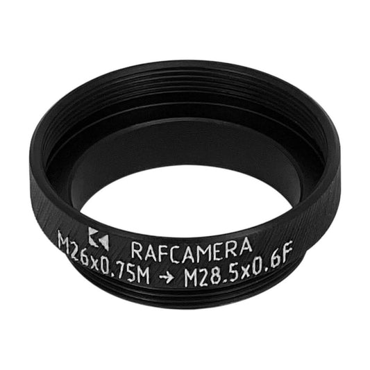 M26x0.75 male to M28.5x0.6 female thread adapter