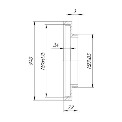 M27x0.5 male to M37x0.75 female thread adapter (27mm to 37mm step-up ring)