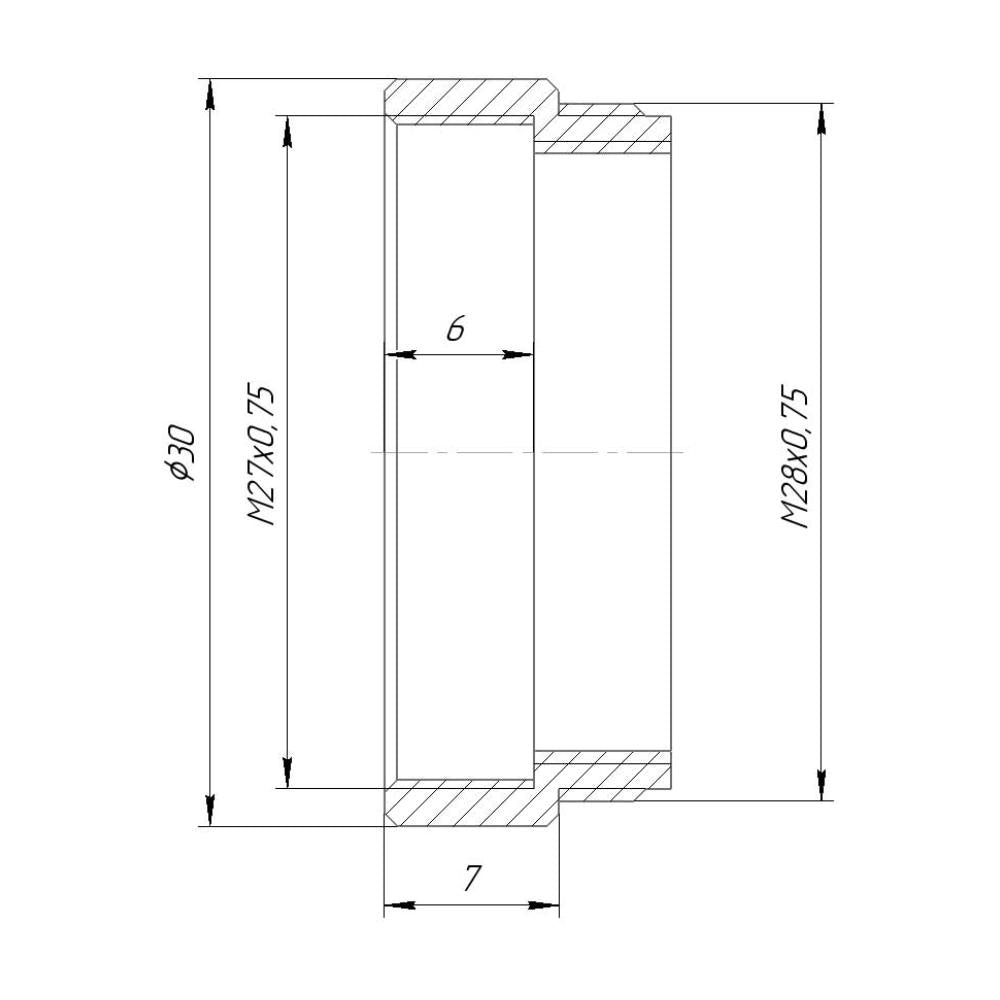 7mm extender for M27x0.75 microscope objectives, black