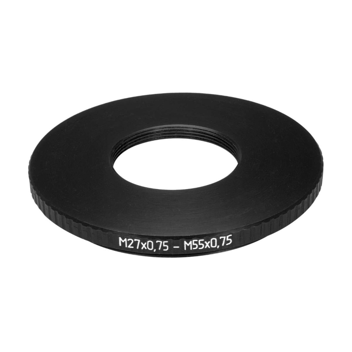 M55x0.75 male to M27x0.75 female thread adapter (55mm to 27mm step-down ring)