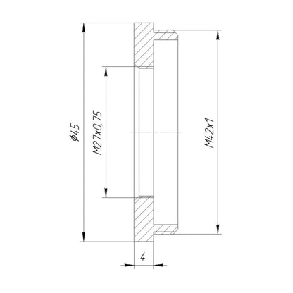 M27x0.75 female to M42x1 male thread adapter