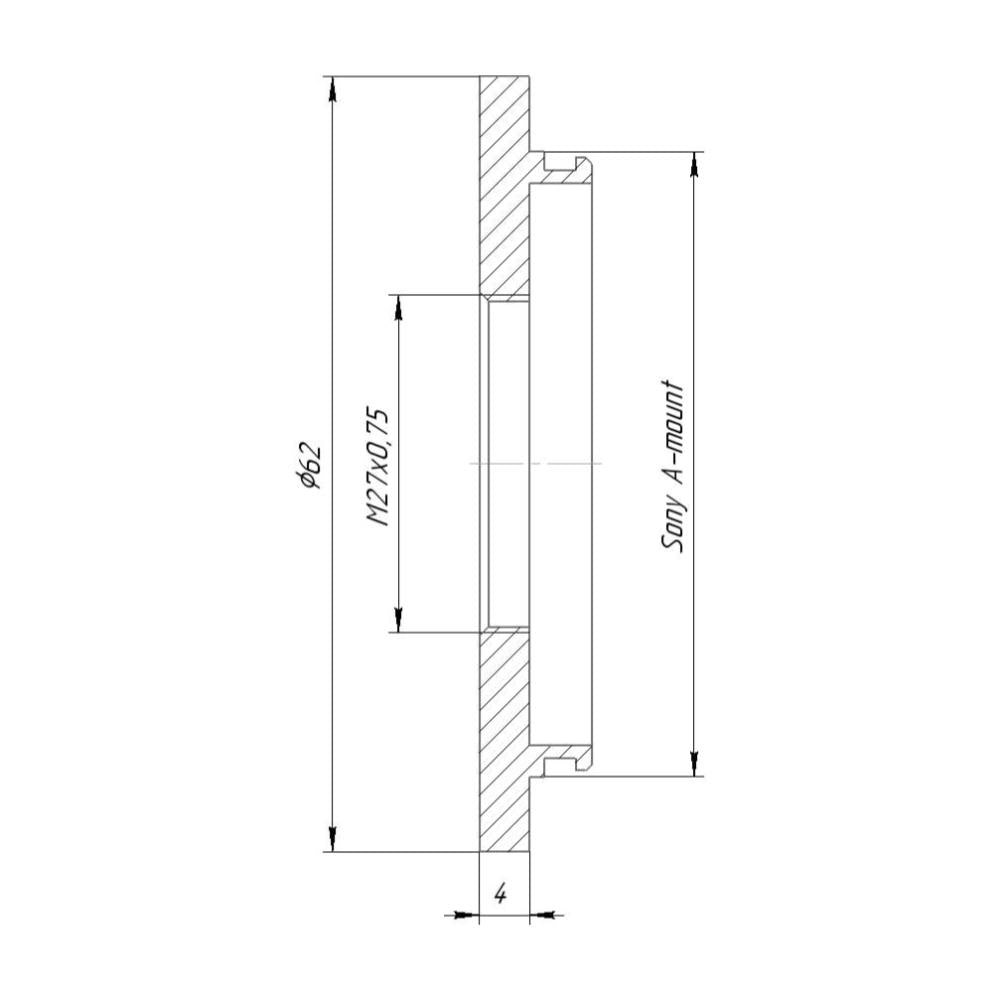 M27x0.75 female thread to Sony/Minolta A-mount camera adapter