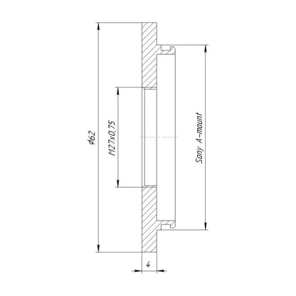 M27x0.75 female thread to Sony/Minolta A-mount camera adapter