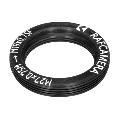 M27x0.75 male to M19x0.75 female thread adapter, flangeless, black