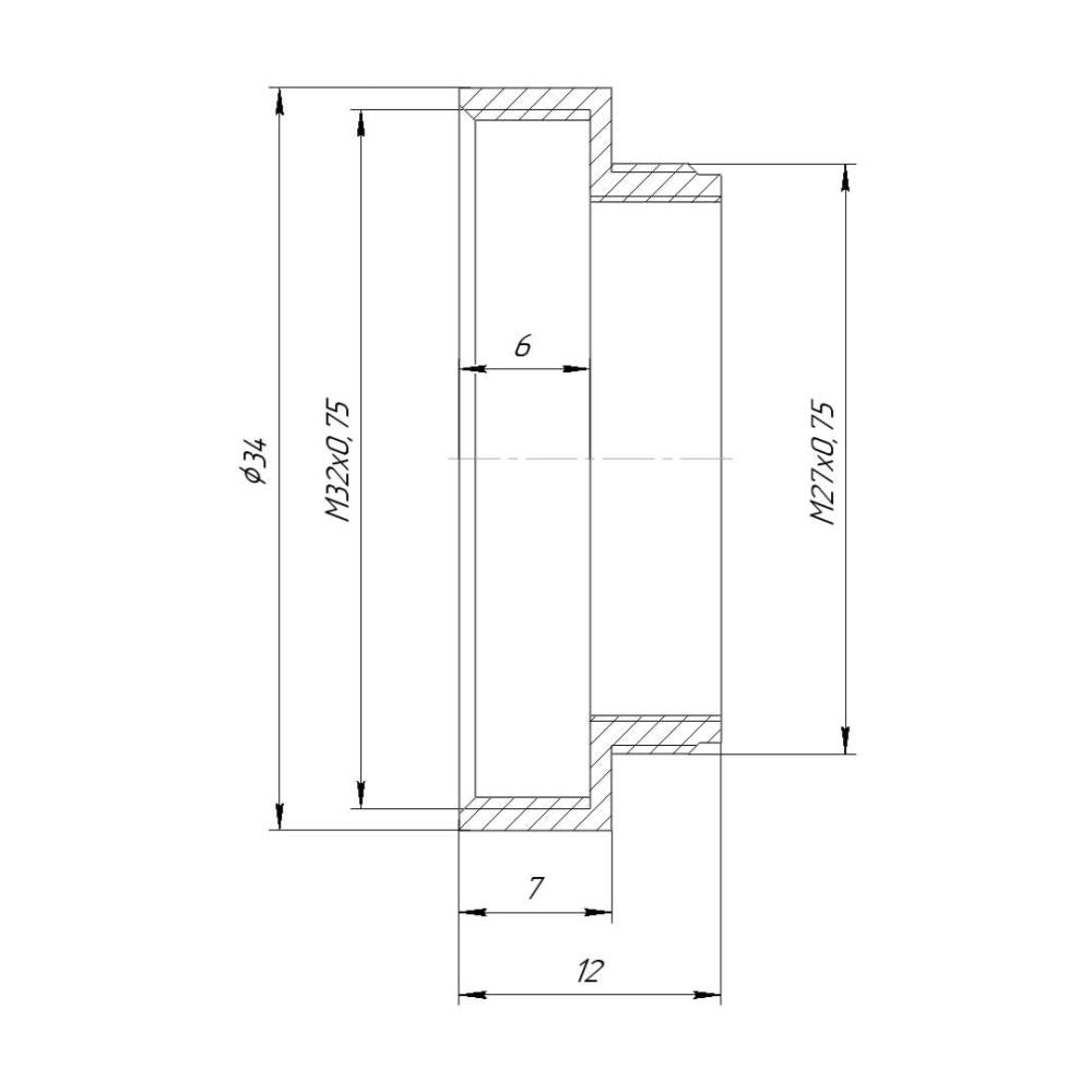 M27x0.75 male to M32x0.75 female thread adapter, black