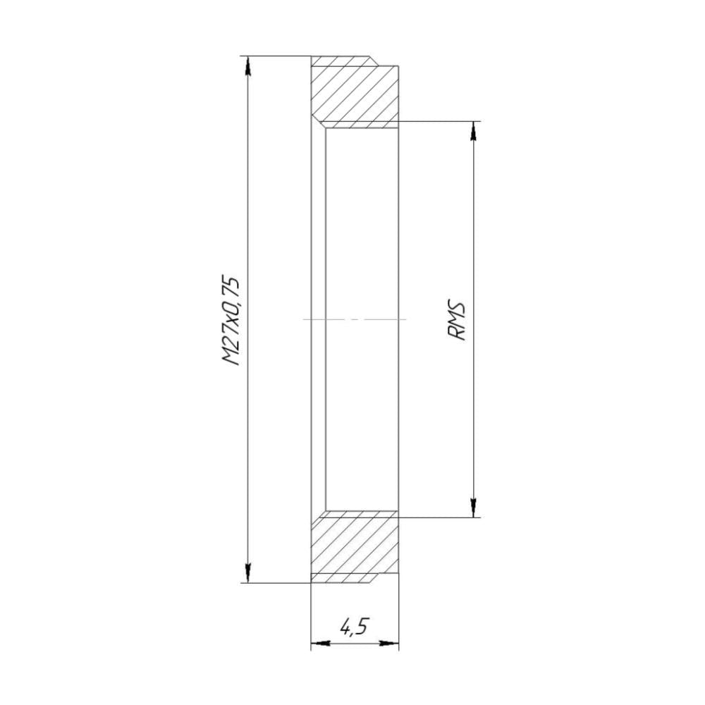 M27x0.75 male to RMS female thread adapter, flangeless, black