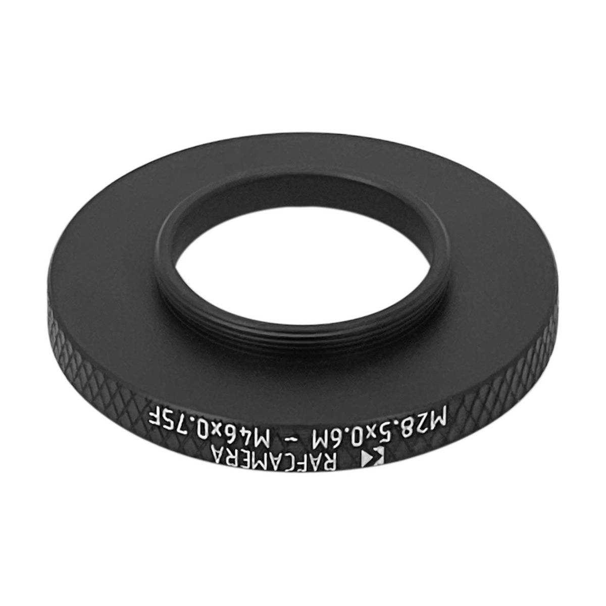 M28.5x0.6 male to M46x0.75 female thread adapter