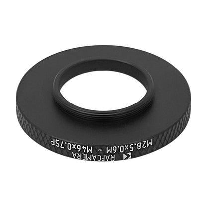 M28.5x0.6 male to M46x0.75 female thread adapter