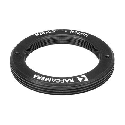 M28x0.5 female to M39x1 male thread adapter, flangeless