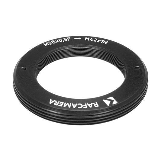 M28x0.5 female to M42x1 male thread adapter, flangeless