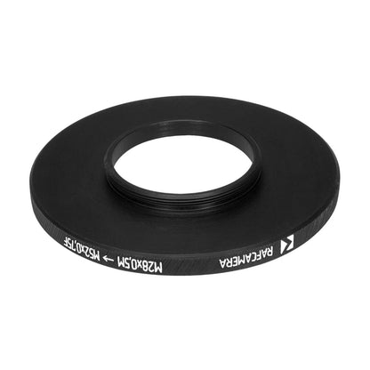 M28x0.5 male to M52x0.75 female thread adapter (28mm to 52mm step-up ring)